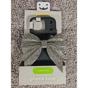 Heyday iPhone 17 Pro Black Soft Shell with Silver Bedazzled Bow Phone Case NWT